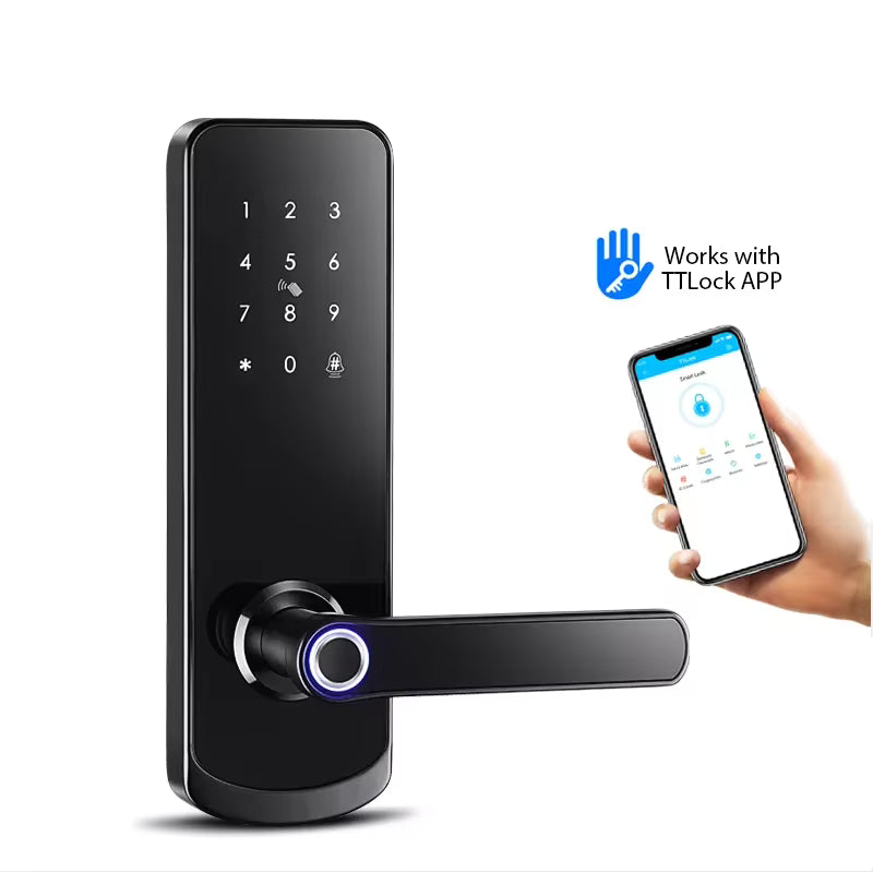 Wifi Smart Door Lock - Fingerprint | Keypad | Card | Tuya / TTLock App | Wifi build in | 5-Way Unlock | Anti-Tamper Alarm - FM230N