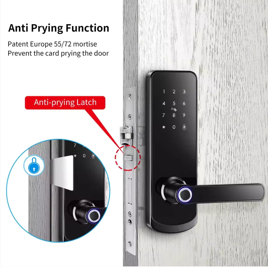 Wifi Smart Door Lock - Fingerprint | Keypad | Card | Tuya / TTLock App | Wifi build in | 5-Way Unlock | Anti-Tamper Alarm - FM230N