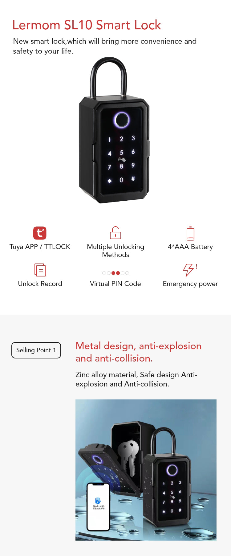 Passcode Access Box Waterproof Smart Key Box - Fingerprint | Passcode | Card | Tuya / TTLo ...