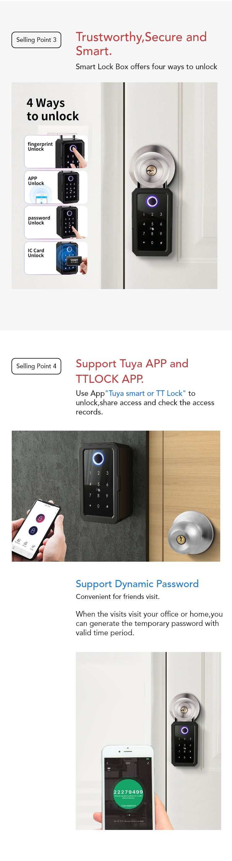 Waterproof Smart Key Box, - Fingerprint, Passcode, Card, App - SLB10