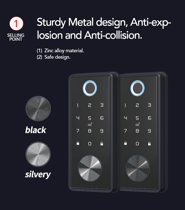 Smart Keyless Door Lock – Fingerprint, Code, Card & App Control | Secure & Durable - SL15
