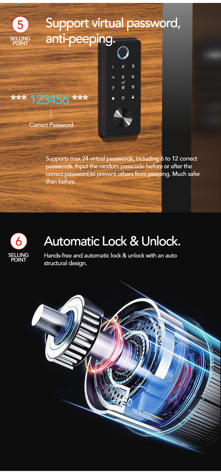 Smart Keyless Door Lock – Fingerprint, Code, Card & App Control | Secure & Durable - SL15
