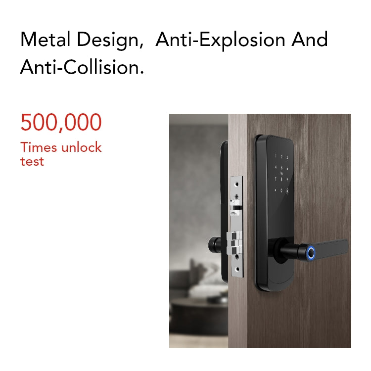 Smart Door Lock with Fingerprint, Keypad, Card & App | 5-Way Unlock | Tuya APP | Anti-Tamper Alarm - SL4