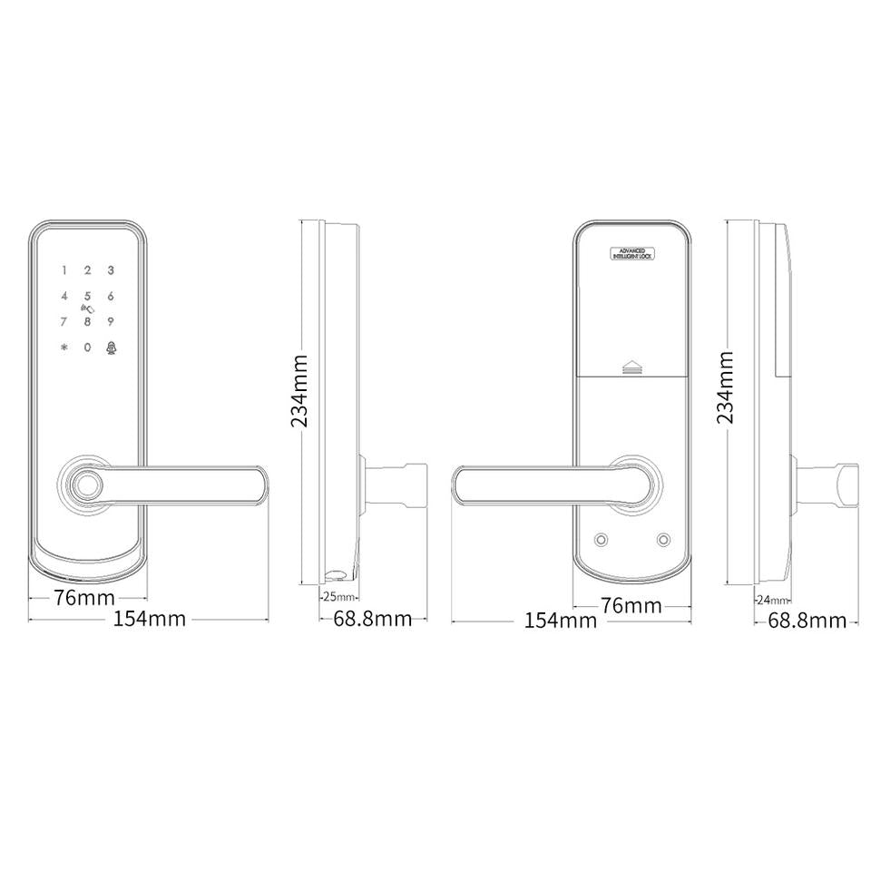 Smart Door Lock with Fingerprint, Keypad, Card & App | 5-Way Unlock | Tuya APP | Anti-Tamper Alarm - SL4
