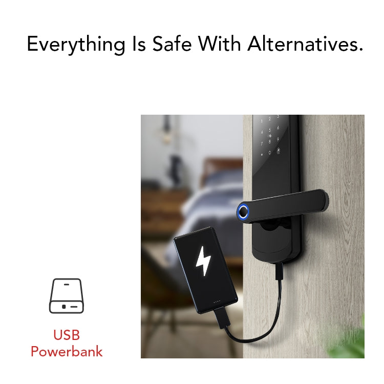 Smart Door Lock with Fingerprint, Keypad, Card & App | 5-Way Unlock | Tuya APP | Anti-Tamper Alarm - SL4