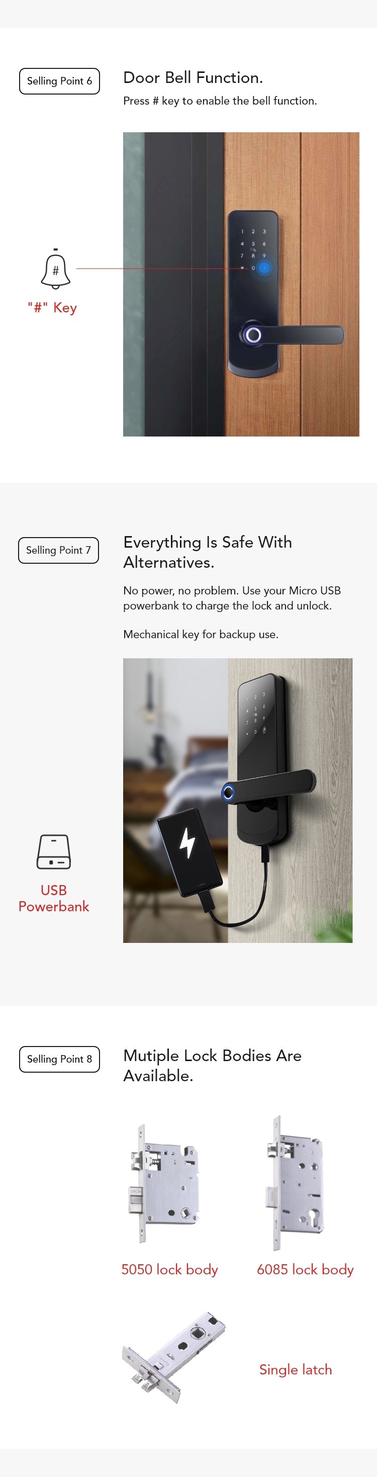 Smart Door Lock with Fingerprint, Keypad, Card & App | 5-Way Unlock | Tuya APP | Anti-Tamper Alarm - SL4