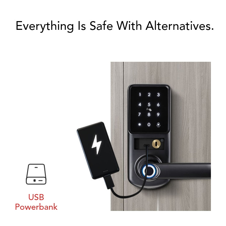 Smart Fingerprint Door Lock – 5-in-1 Keyless Entry | Tuya App, Card, Passcode & Mechanical Key - SL6
