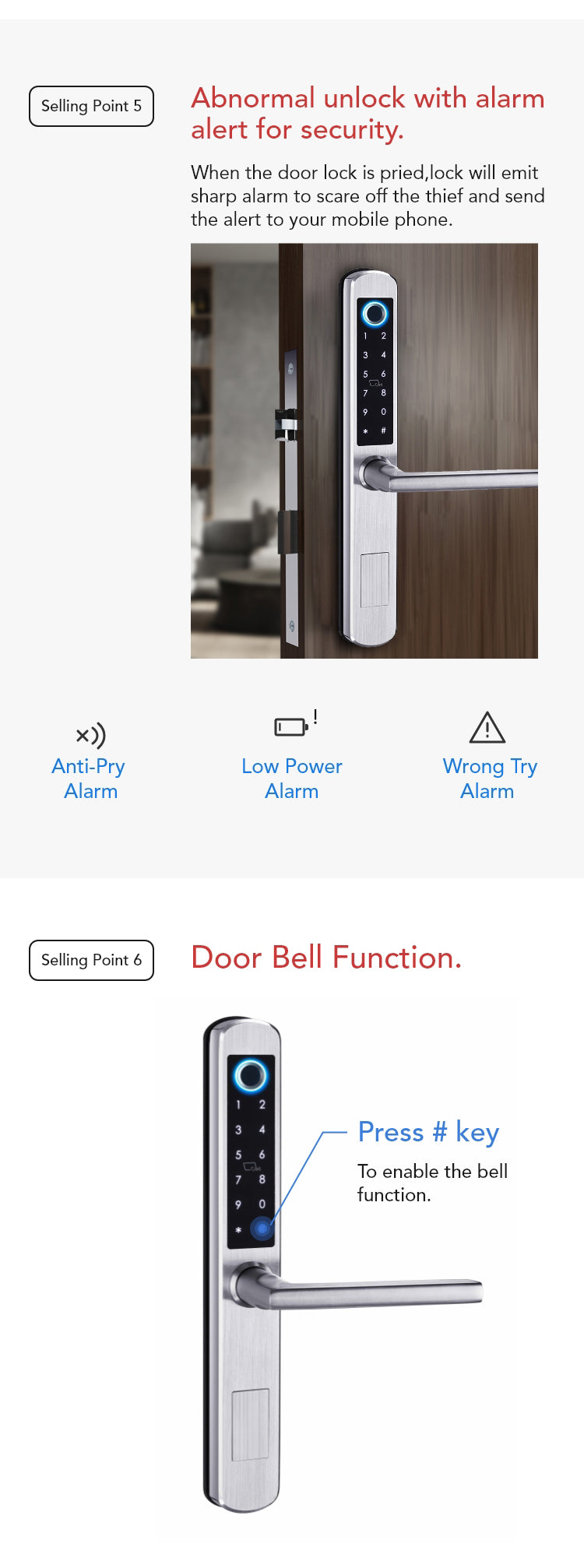 Smart Fingerprint Door Lock – 5-in-1 Unlock, Tuya App, 300 Users, Stainless Steel - SL7