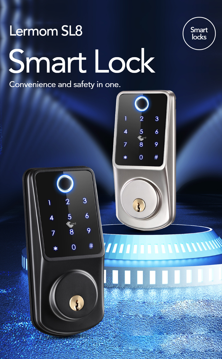 Smart Door Lock with Fingerprint, Keypad, Card & App Control – SL8