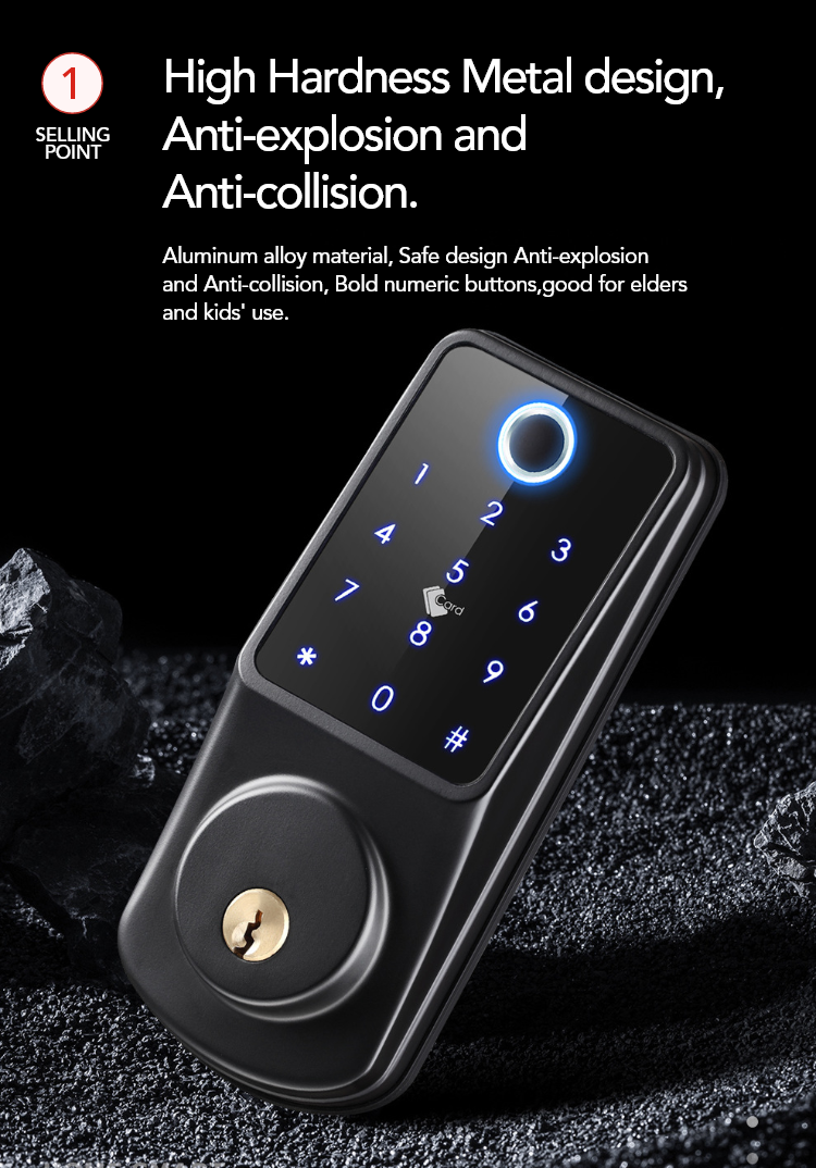 Smart Door Lock with Fingerprint, Keypad, Card & App Control – SL8