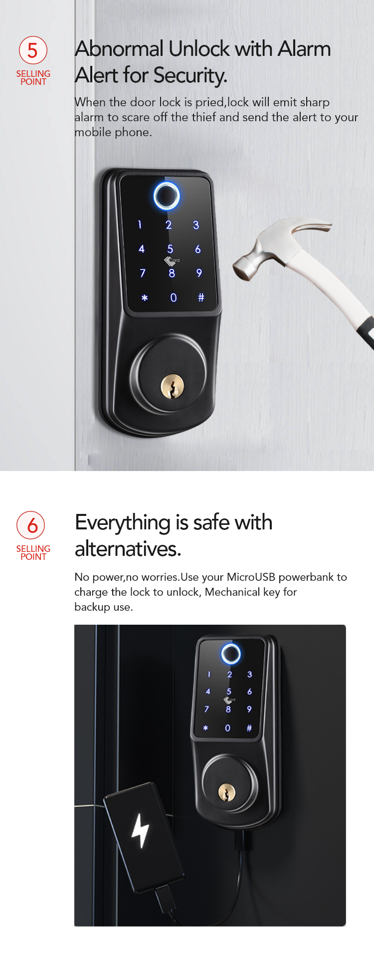 Smart Door Lock with Fingerprint, Keypad, Card & App Control – SL8