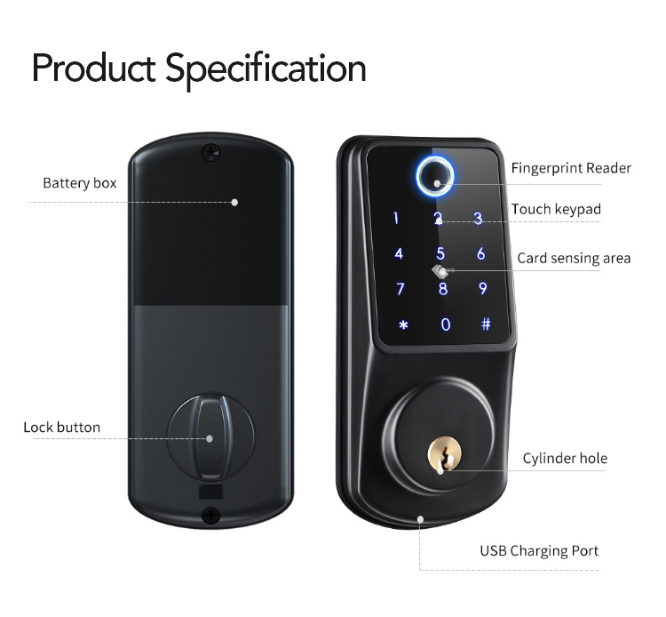 Smart Door Lock with Fingerprint, Keypad, Card & App Control – SL8