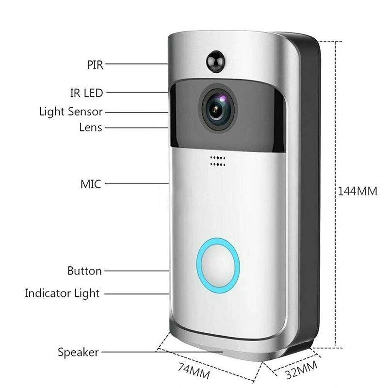 Wi-Fi Smart Camera Doorbell With Memory Card Slot