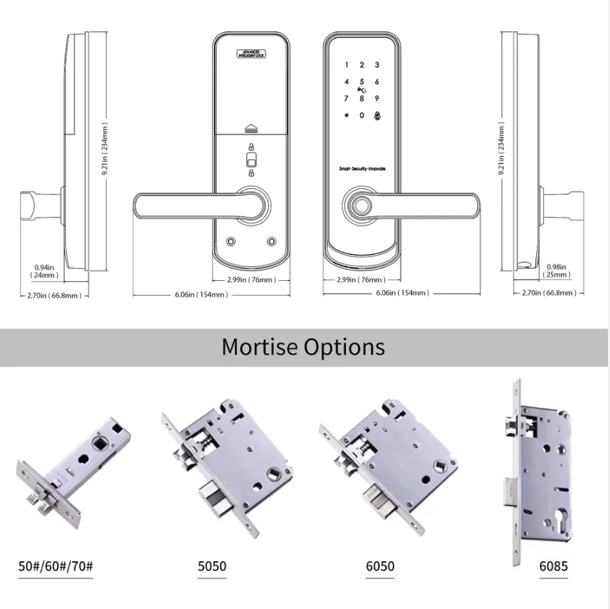 Wifi Smart Door Lock - Fingerprint | Keypad | Card | Tuya / TTLock App | Wifi build in | 5-Way Unlock | Anti-Tamper Alarm - FM230N