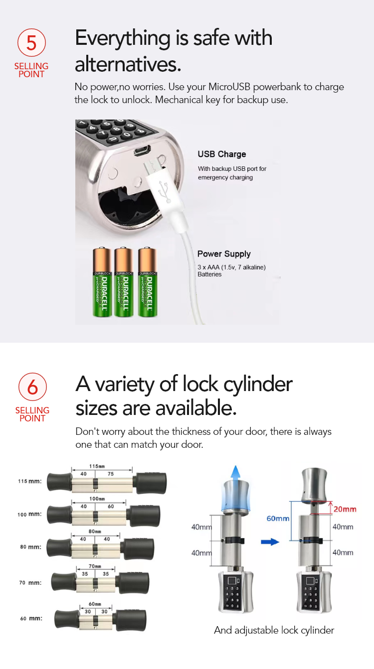 TTLock fingerprint smart cylinder lock TA-CY18 – view 11
