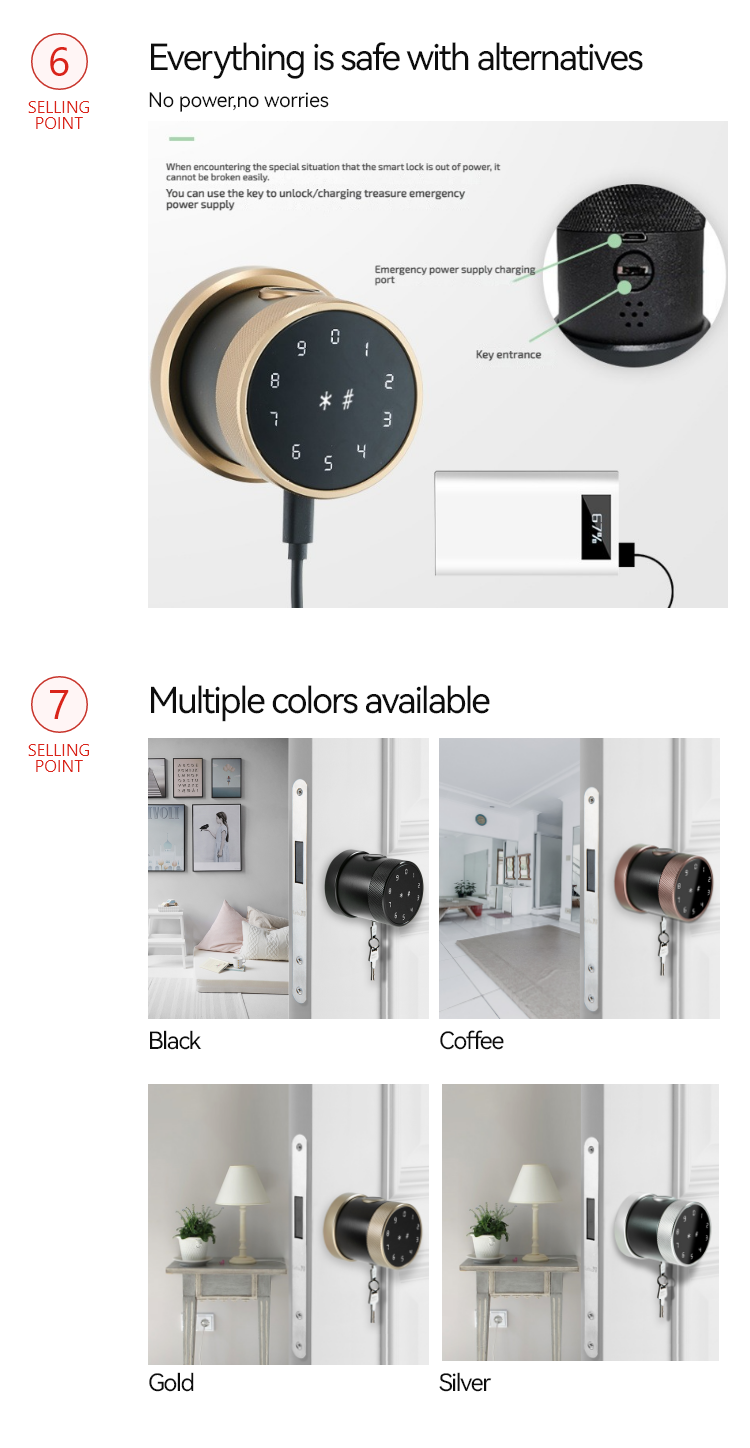 TTLock fingerprint smart door knob TA-KN05 – view 6