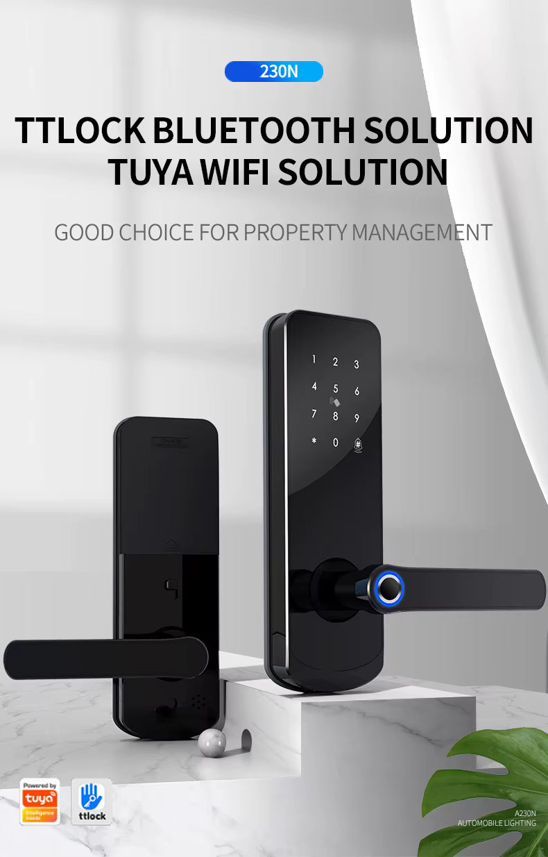 Wifi Smart Door Lock - Fingerprint | Keypad | Card | Tuya | Wifi build in | 5-Way Unlock | Anti-Tamper Alarm - FM230N