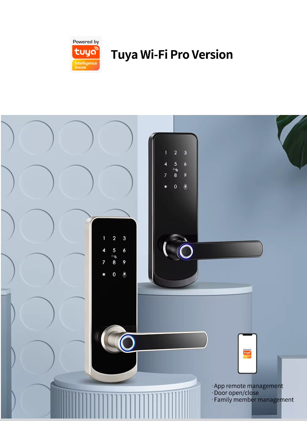 Wifi Smart Door Lock - Fingerprint | Keypad | Card | Tuya | Wifi build in | 5-Way Unlock | Anti-Tamper Alarm - FM230N