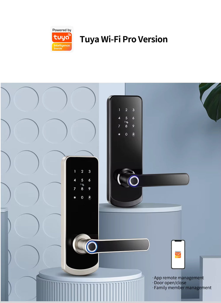Wifi Smart Door Lock - Fingerprint | Keypad | Card | Tuya | Wifi build in | 5-Way Unlock | Anti-Tamper Alarm - FM230N
