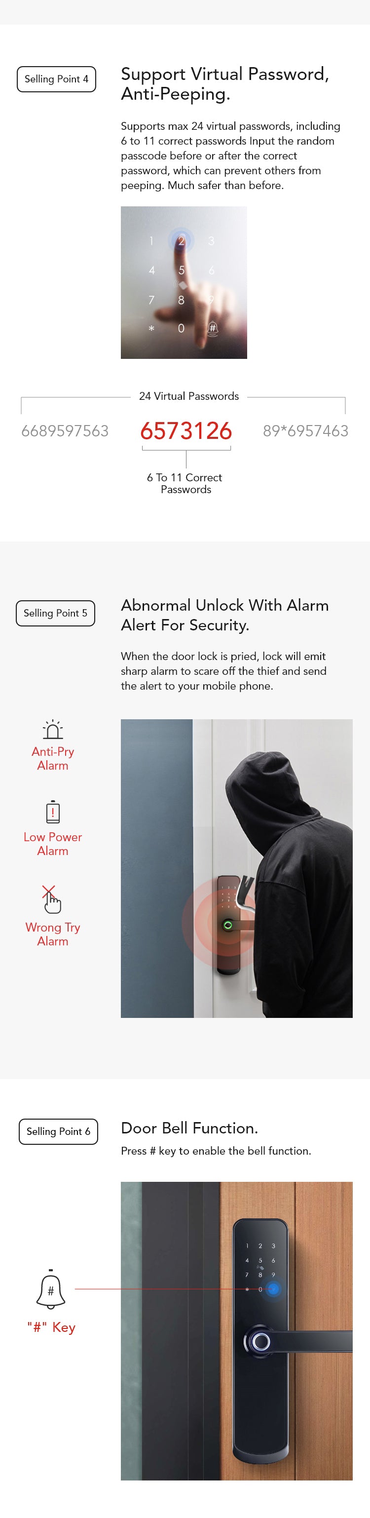 TTLock fingerprint door lock with doorbell TA-DL05 – view 17
