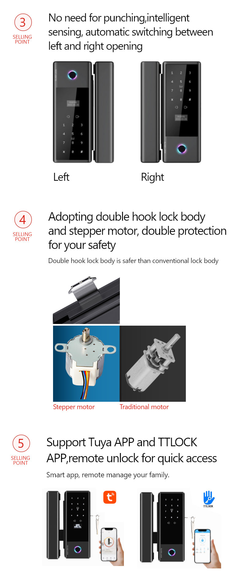 TTLock smart glass door lock TA-GL05 – view 15