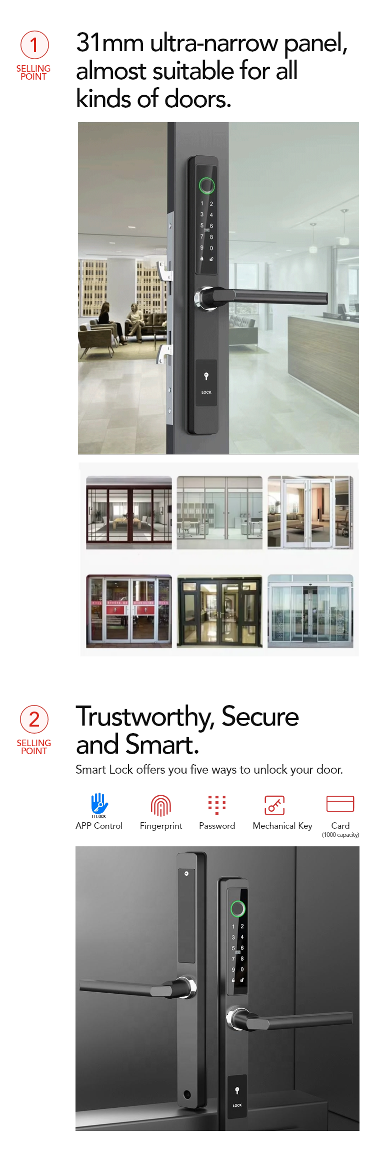 TTLock waterproof smart mortise lock TA-DL22 – view 14