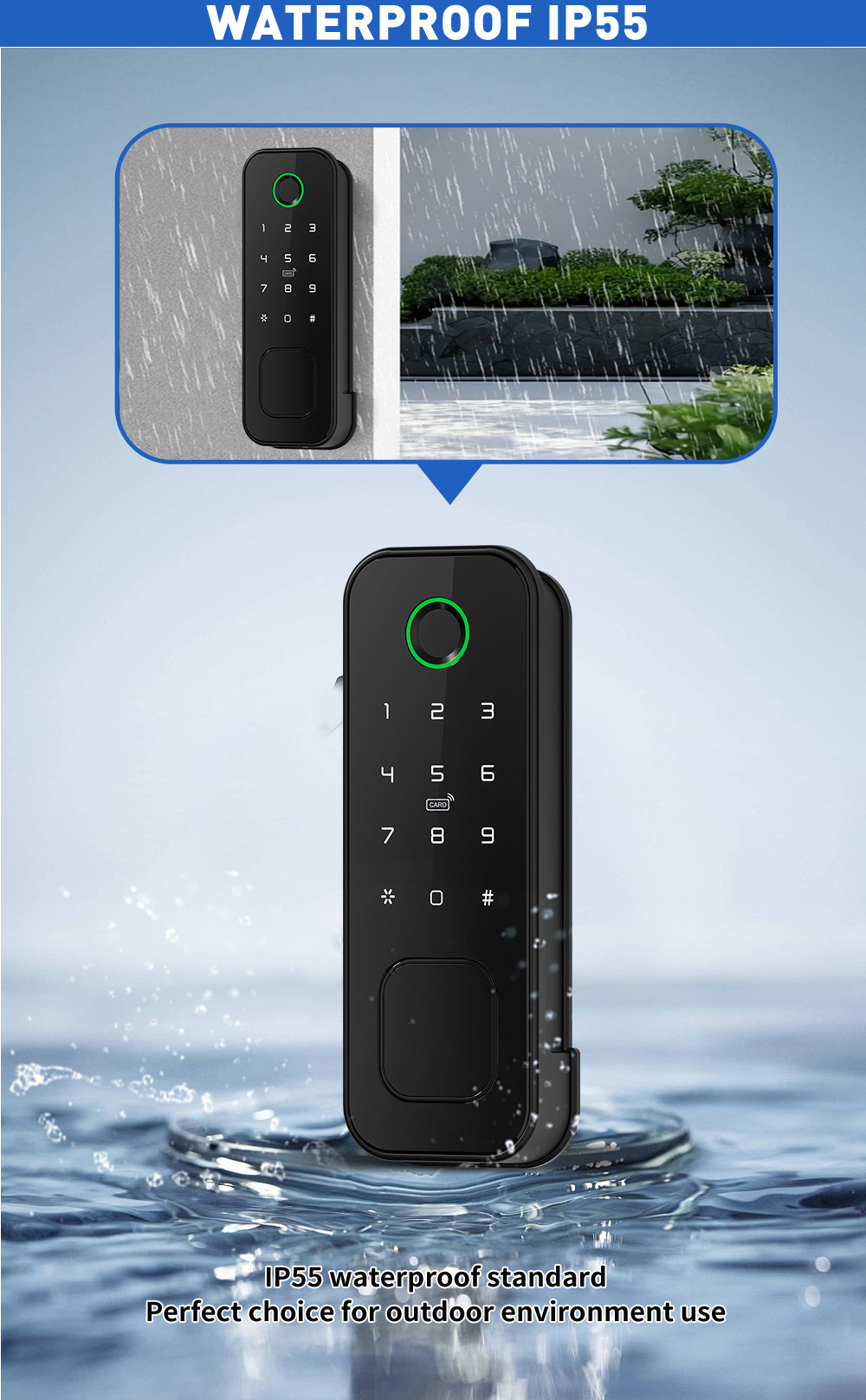 TTLock weatherproof smart rim lock TA-RL10 – view 4
